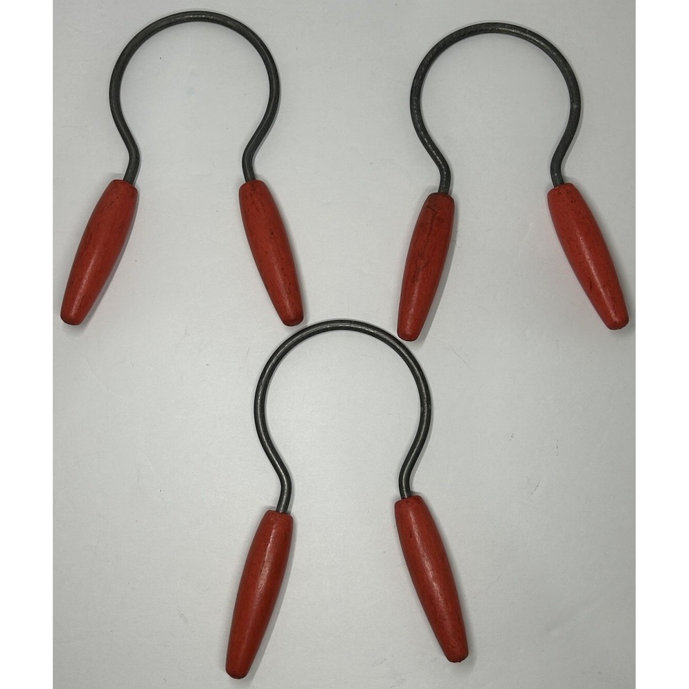 Antique Jar Opener Red Wood Handle‎ Farmhouse Primitive Tool Kitchen Set Of 3